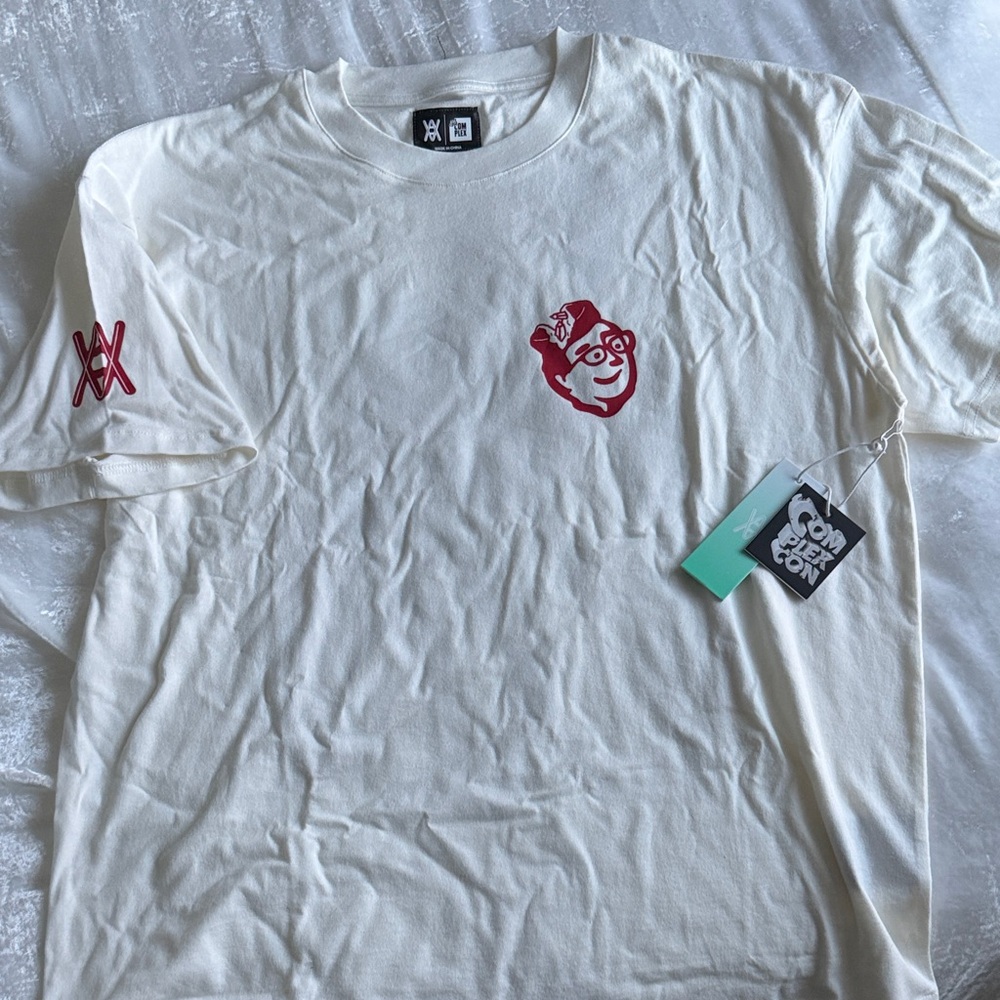 White Graphic Tee with Red Accents